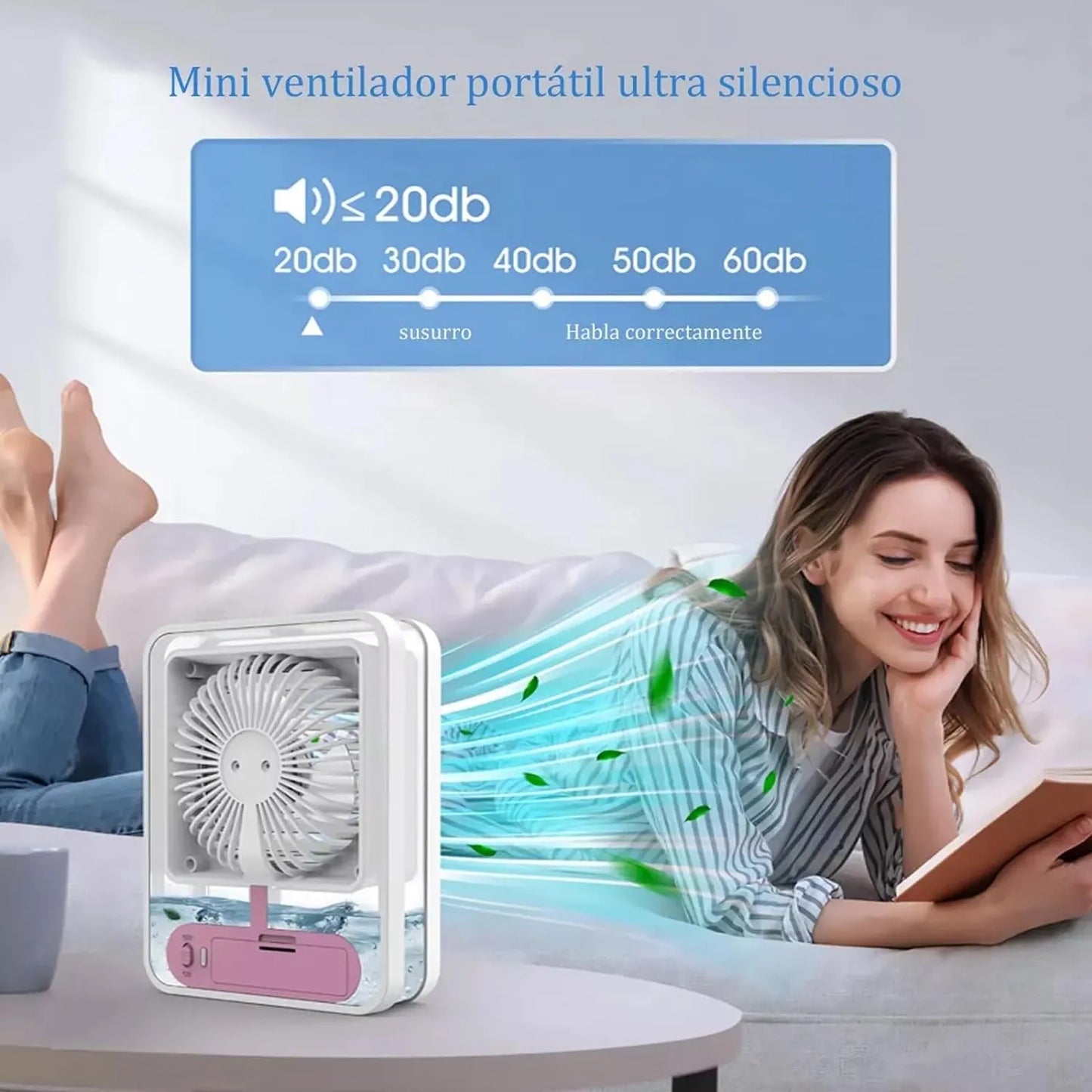 Portable Air Conditioner Fan, Mini Evaporative Air Cooler Desktop Mist Fan 3 Speeds Rechargeable Portable Cooler Humidifier Office School Cooling Low-noise Sleep Air Conditioner