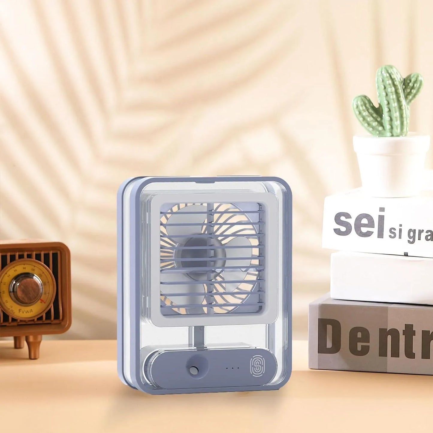 Portable Air Conditioner Fan, Mini Evaporative Air Cooler Desktop Mist Fan 3 Speeds Rechargeable Portable Cooler Humidifier Office School Cooling Low-noise Sleep Air Conditioner
