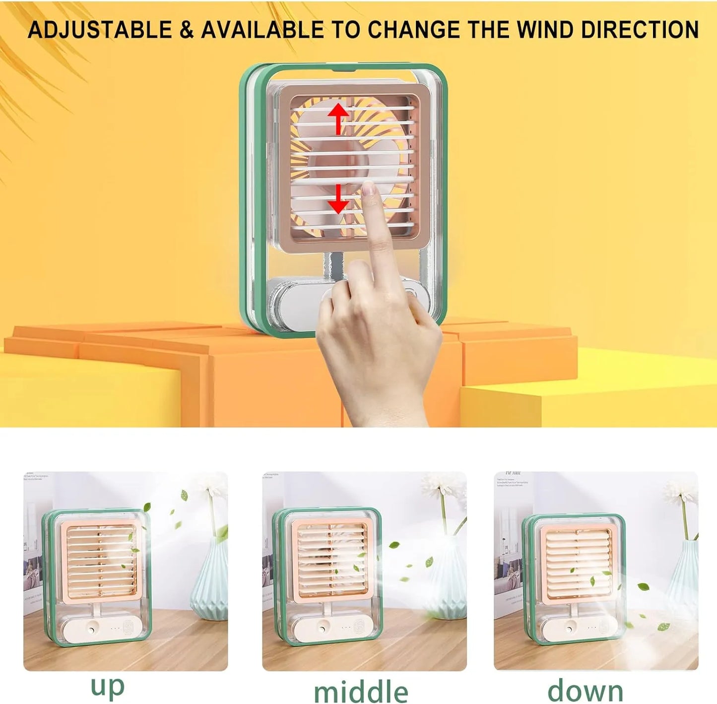 Portable Air Conditioner Fan, Mini Evaporative Air Cooler Desktop Mist Fan 3 Speeds Rechargeable Portable Cooler Humidifier Office School Cooling Low-noise Sleep Air Conditioner